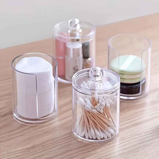 Transparent Stackable Acrylic Cotton Pad Holder, 2 In 1