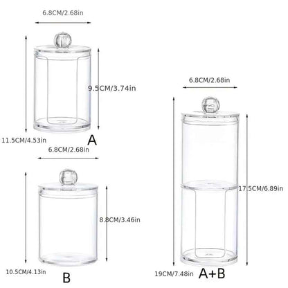 Transparent Stackable Acrylic Cotton Pad Holder, 2 In 1