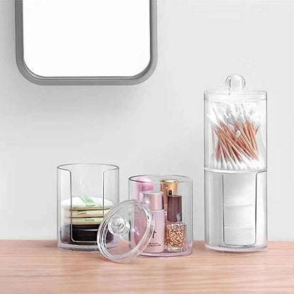 Transparent Stackable Acrylic Cotton Pad Holder, 2 In 1