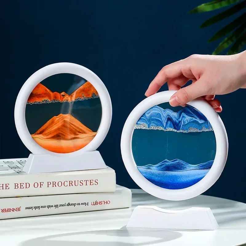 3D Moving Sand Art Picture Round Glass Deep Sea Sandscape