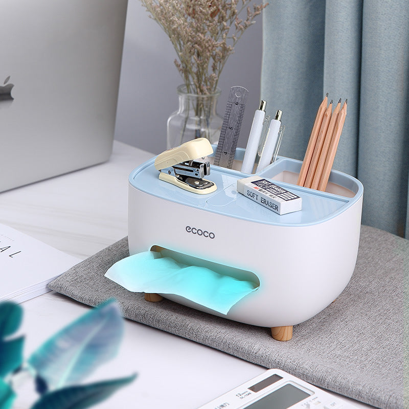 Newest Tissue Box Napkin Holder Remote Control Storage Desk Organizer