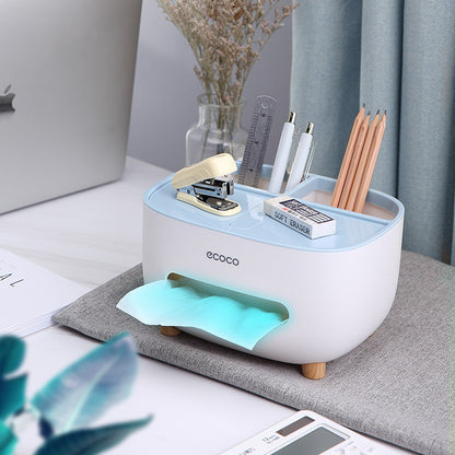 Newest Tissue Box Napkin Holder Remote Control Storage Desk Organizer