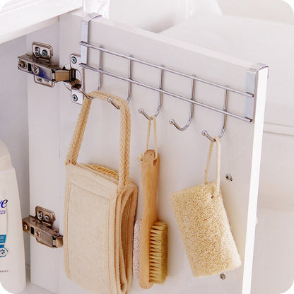 Stainless Steel Kitchen Bathroom 5 Hook Door Hanger.