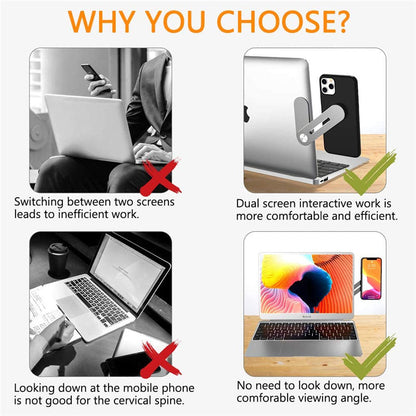 Magnetic Foldable Laptop Side Phone Holder Adjustable Mobile Mount