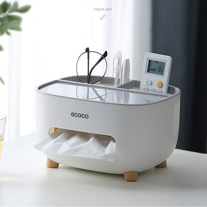 Newest Tissue Box Napkin Holder Remote Control Storage Desk Organizer